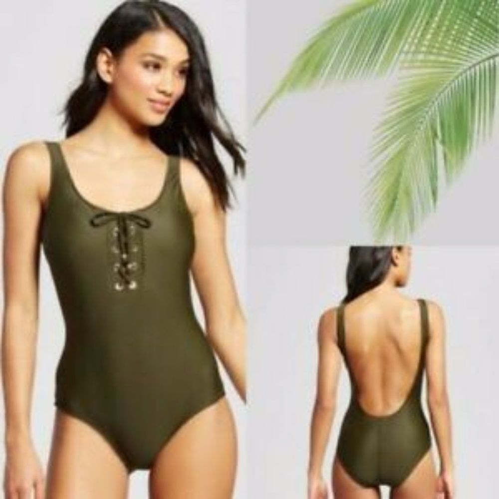 Green Lace Up Swimsuit. Size small.